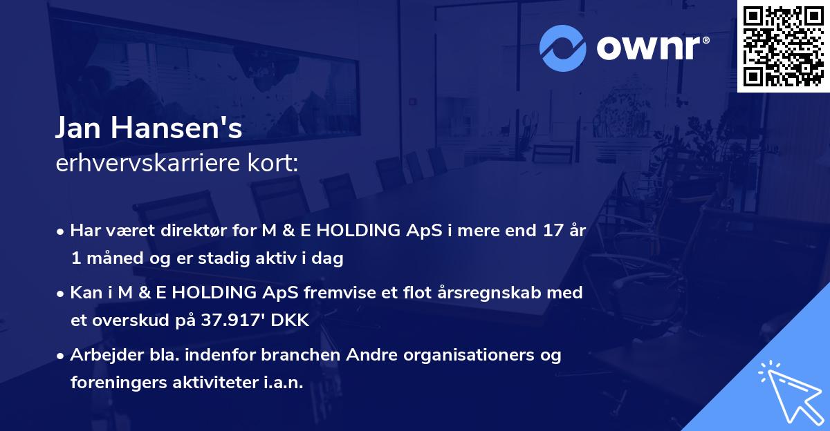 Jan Hansen's erhvervskarriere kort