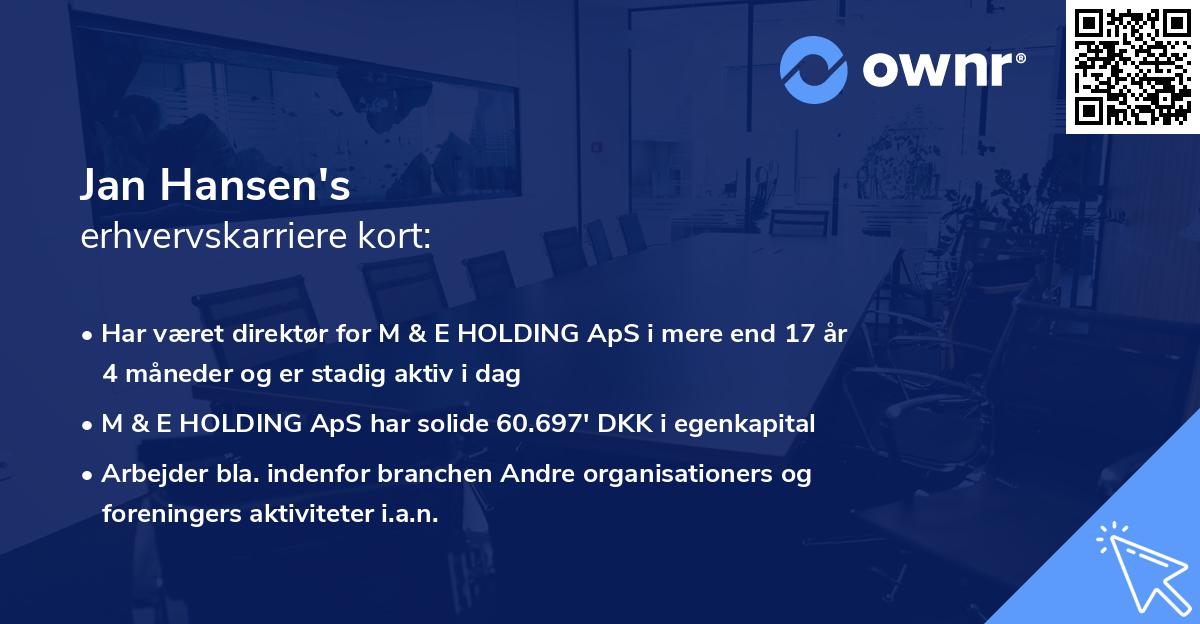 Jan Hansen's erhvervskarriere kort