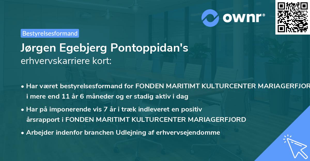 Jørgen Egebjerg Pontoppidan's erhvervskarriere kort