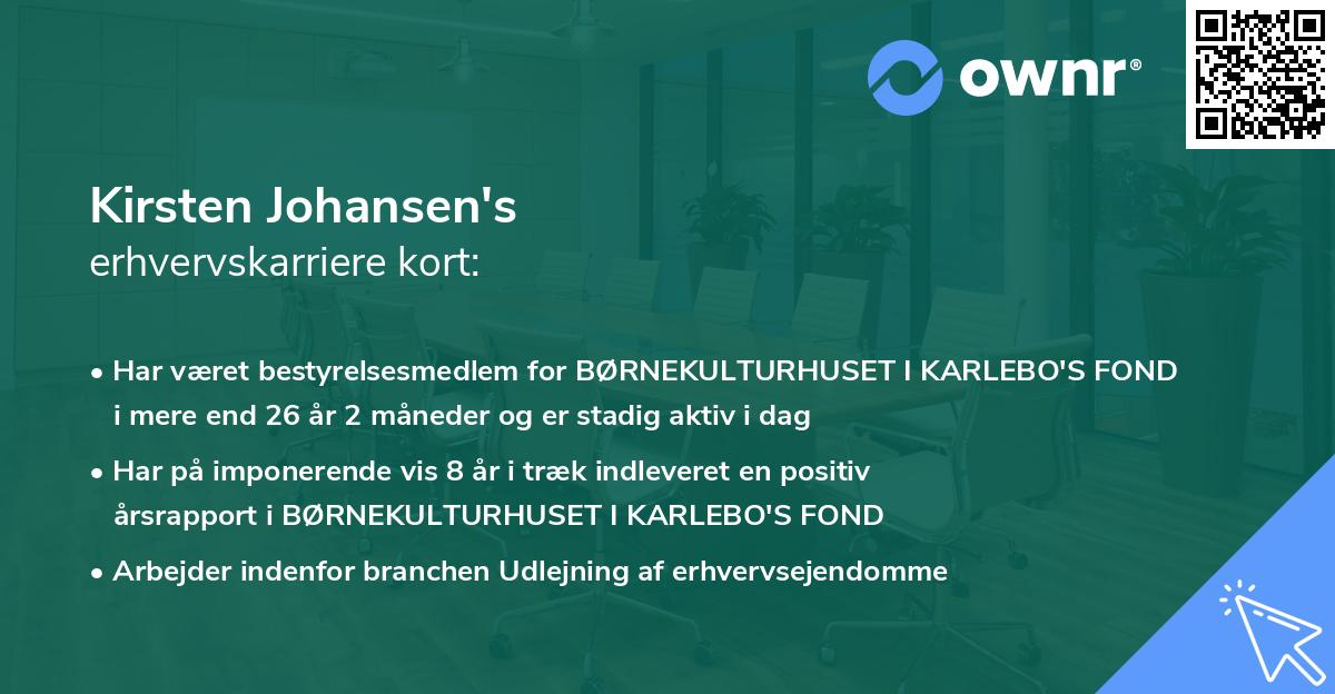 Kirsten Johansen's erhvervskarriere kort