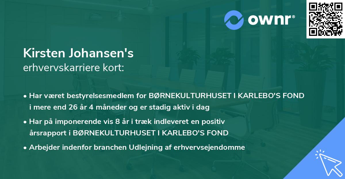 Kirsten Johansen's erhvervskarriere kort