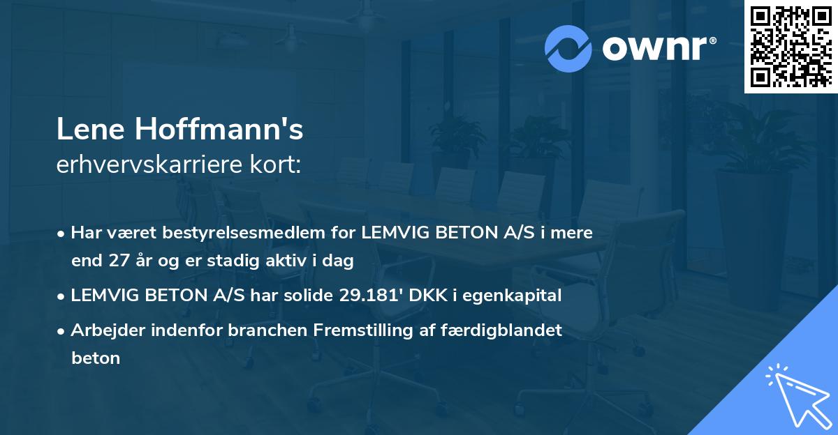 Lene Hoffmann's erhvervskarriere kort