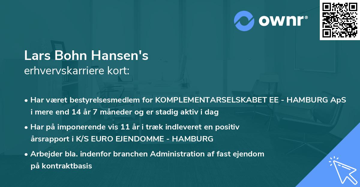 Lars Bohn Hansen's erhvervskarriere kort