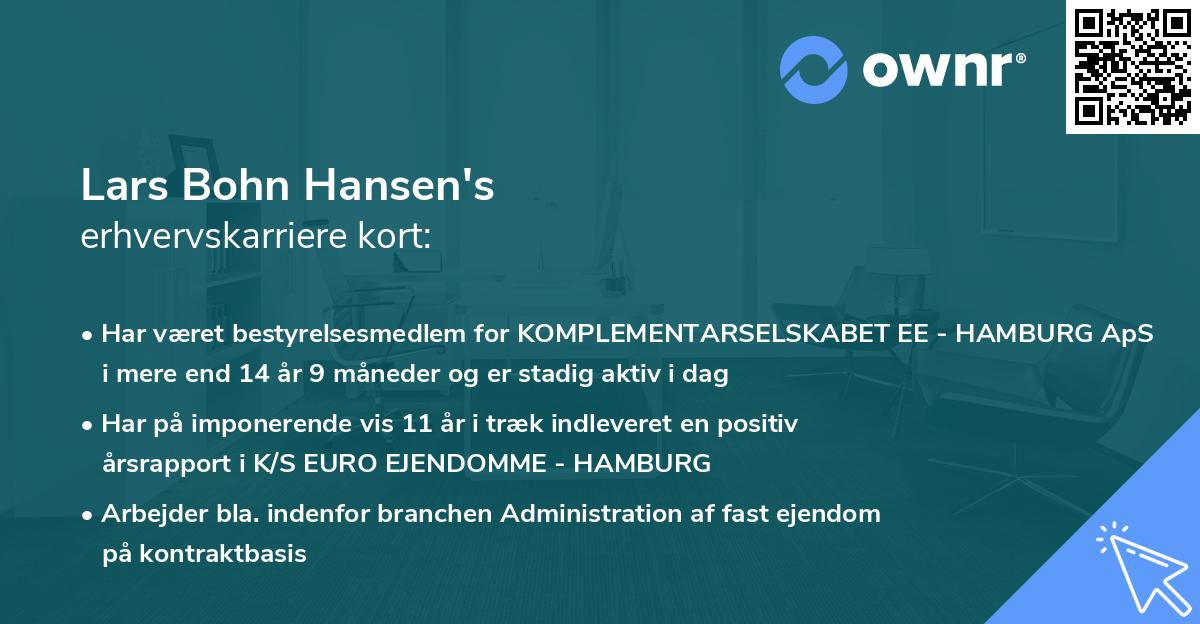Lars Bohn Hansen's erhvervskarriere kort