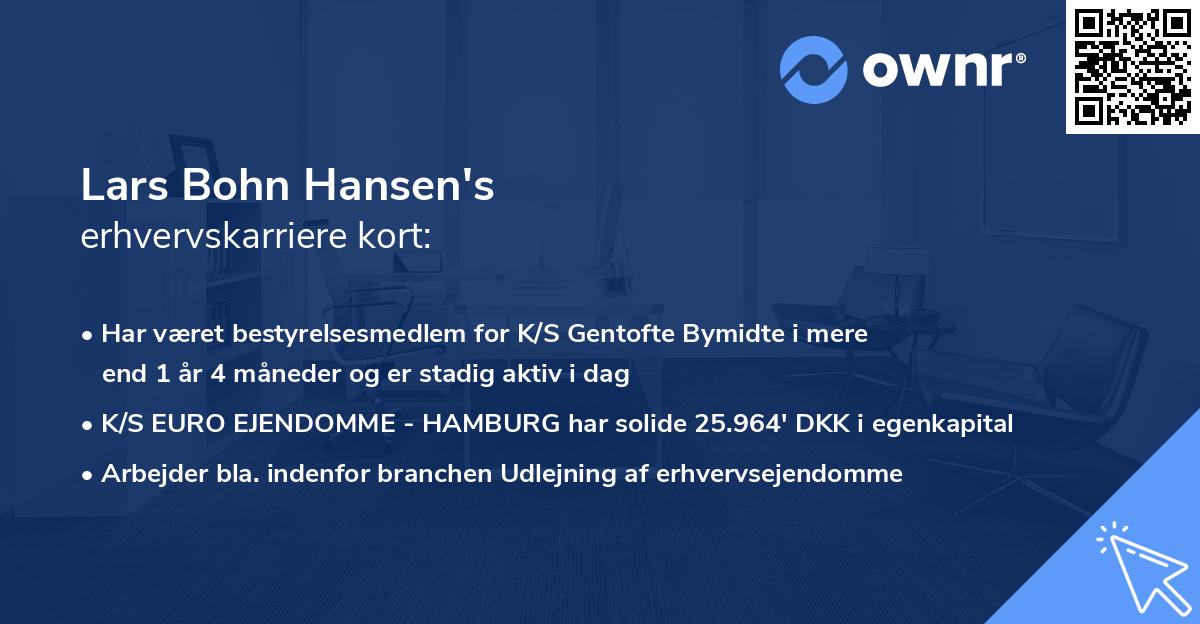 Lars Bohn Hansen's erhvervskarriere kort