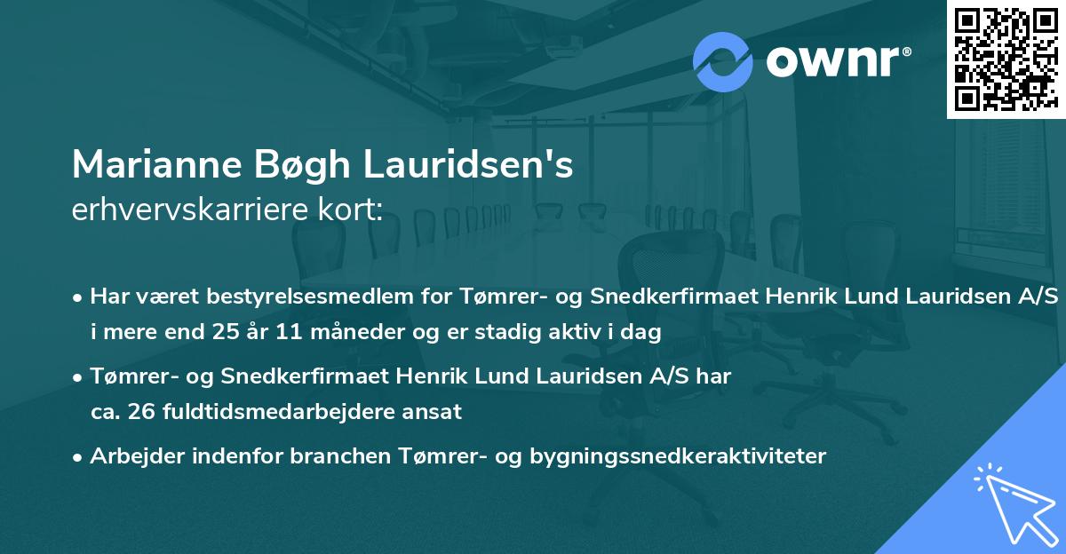 Marianne Bøgh Lauridsen's erhvervskarriere kort