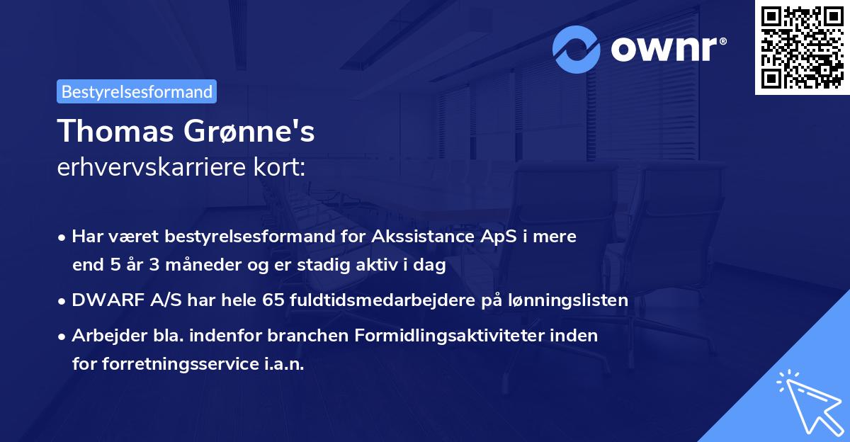 Thomas Grønne's erhvervskarriere kort