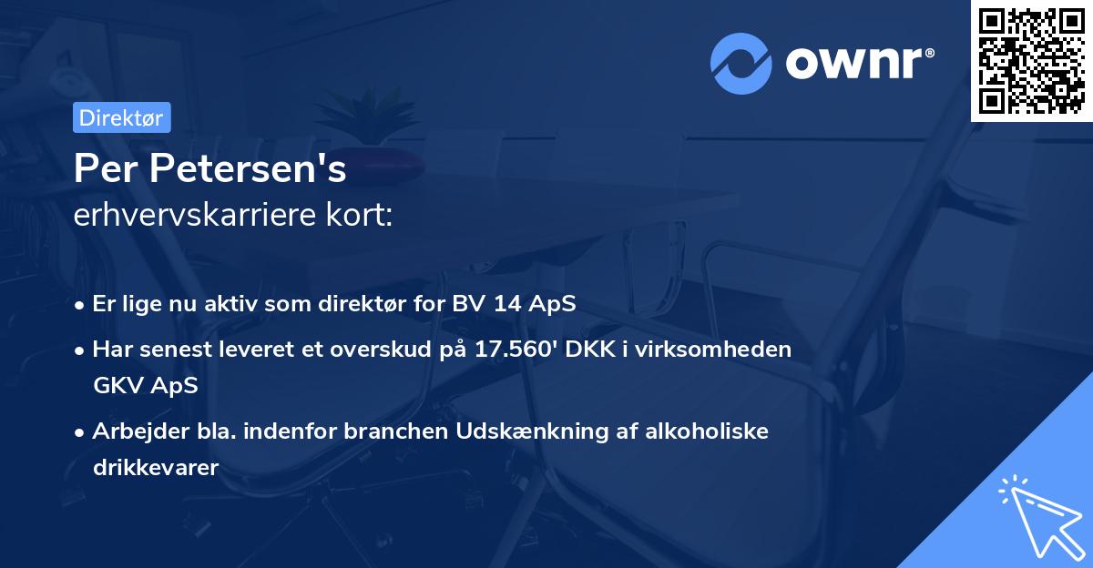 Per Petersen's erhvervskarriere kort