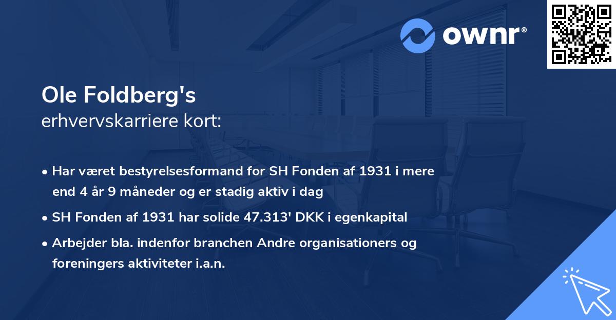 Ole Foldberg's erhvervskarriere kort