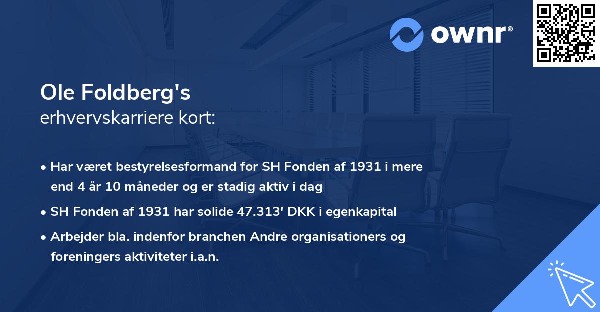 Ole Foldberg's erhvervskarriere kort