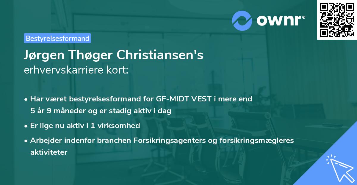 Jørgen Thøger Christiansen's erhvervskarriere kort