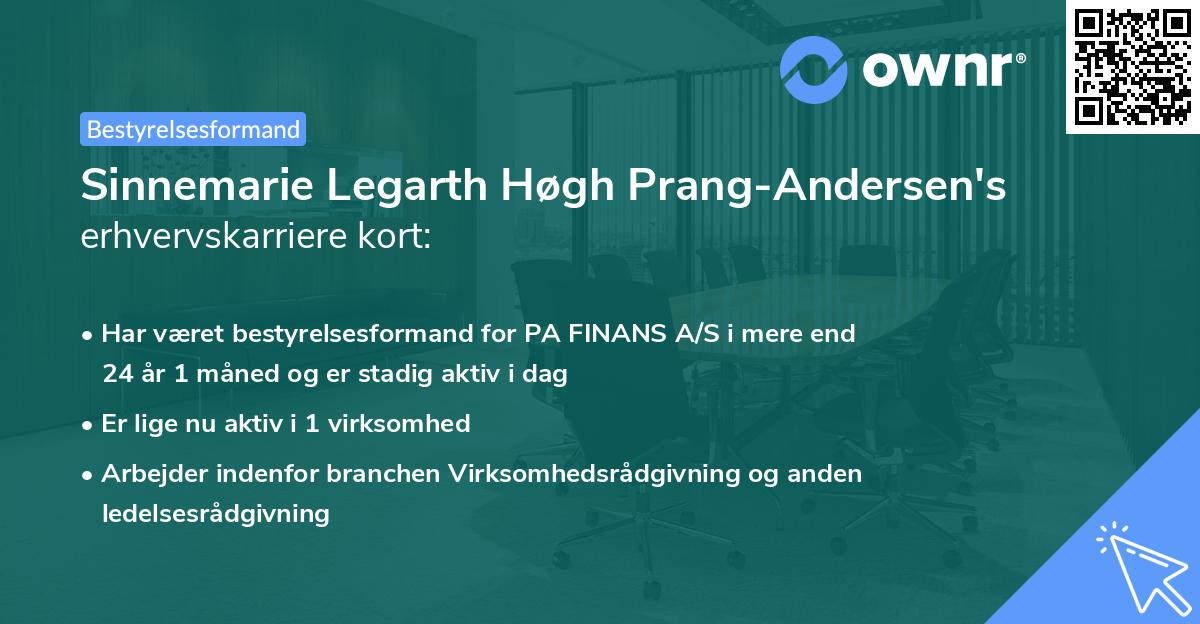 Sinnemarie Legarth Høgh Prang-Andersen's erhvervskarriere kort