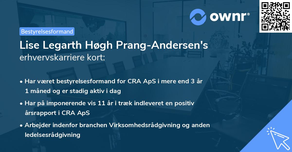Lise Legarth Høgh Prang-Andersen's erhvervskarriere kort