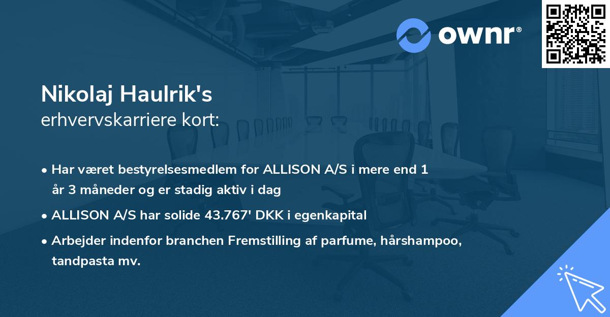 Nikolaj Haulrik's erhvervskarriere kort