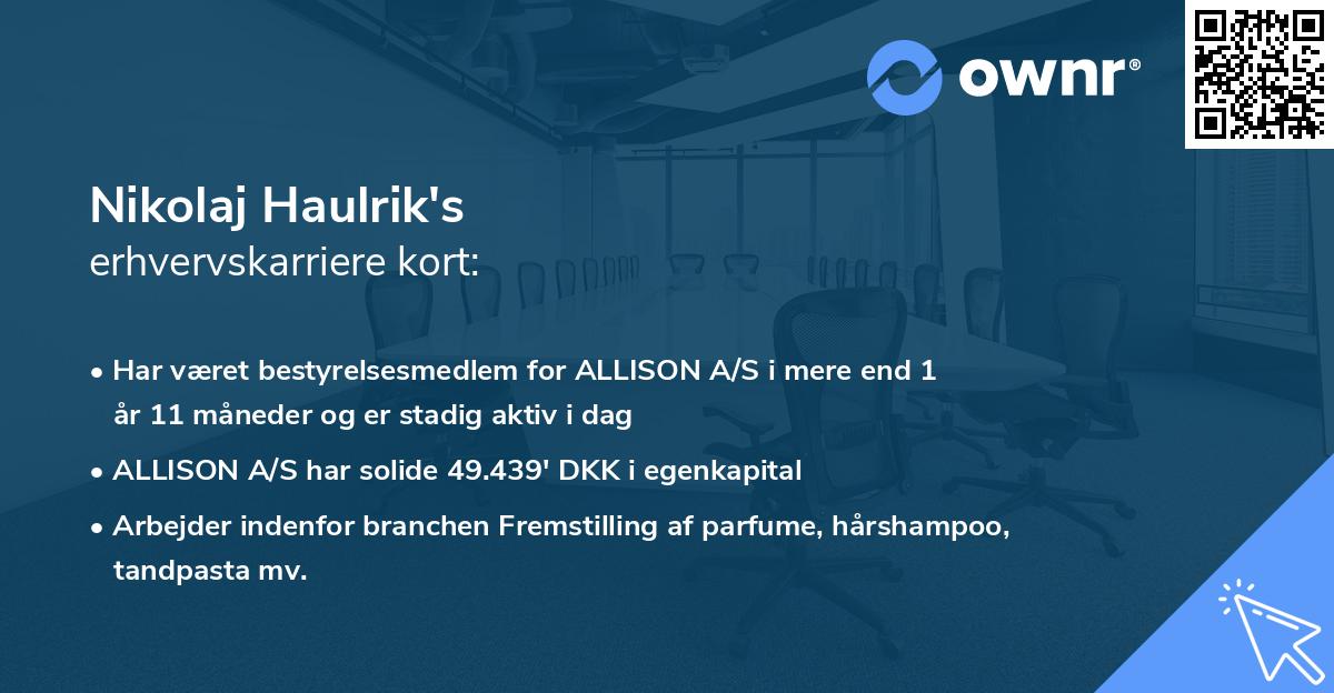 Nikolaj Haulrik's erhvervskarriere kort