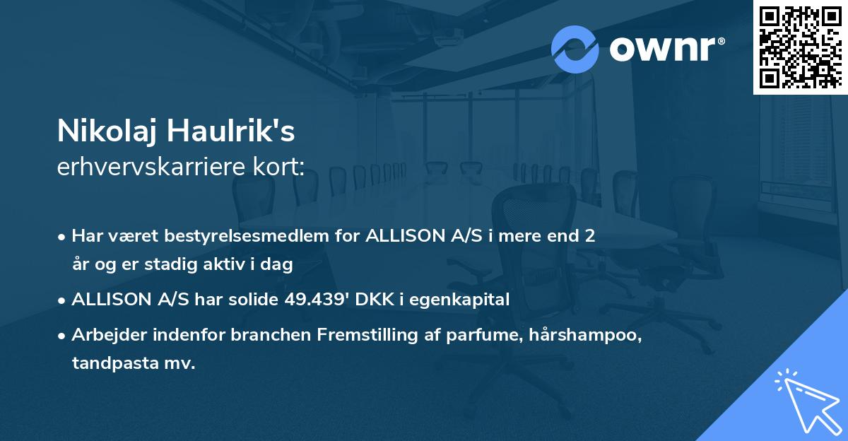 Nikolaj Haulrik's erhvervskarriere kort