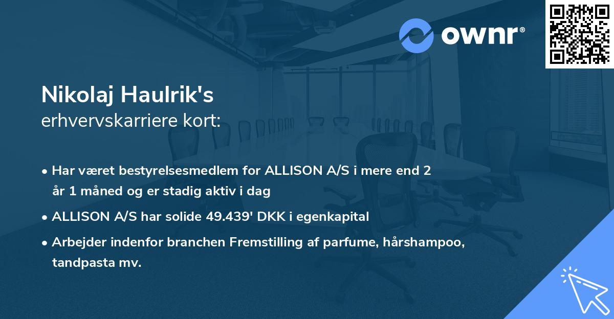 Nikolaj Haulrik's erhvervskarriere kort