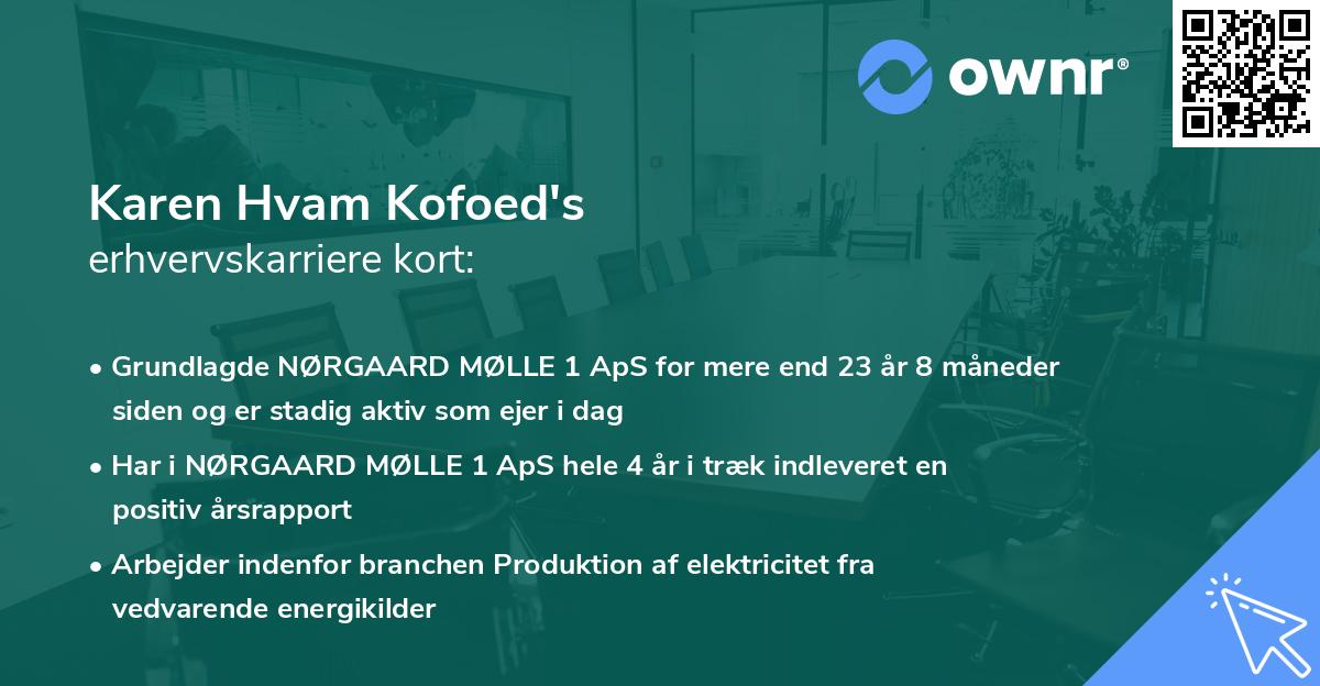 Karen Hvam Kofoed's erhvervskarriere kort