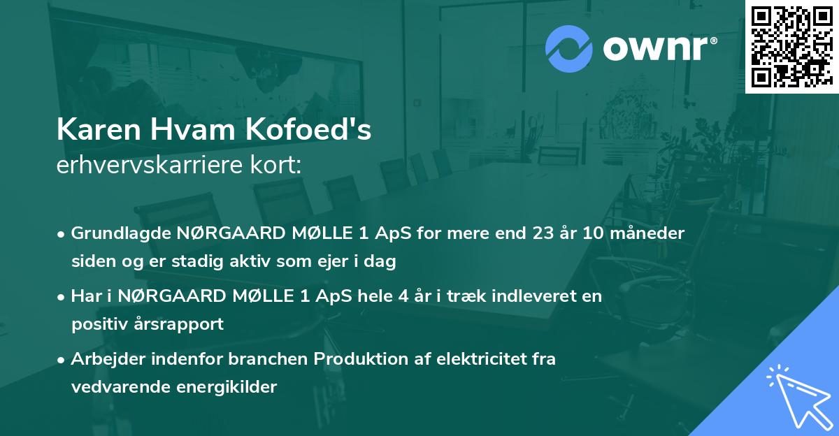 Karen Hvam Kofoed's erhvervskarriere kort