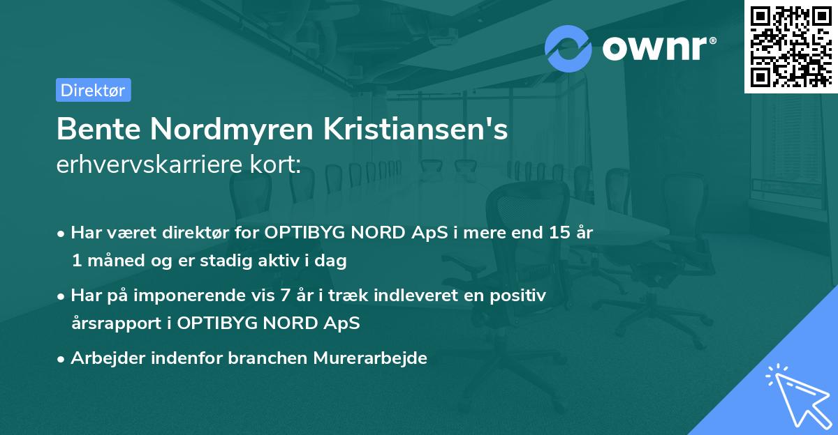 Bente Nordmyren Kristiansen's erhvervskarriere kort