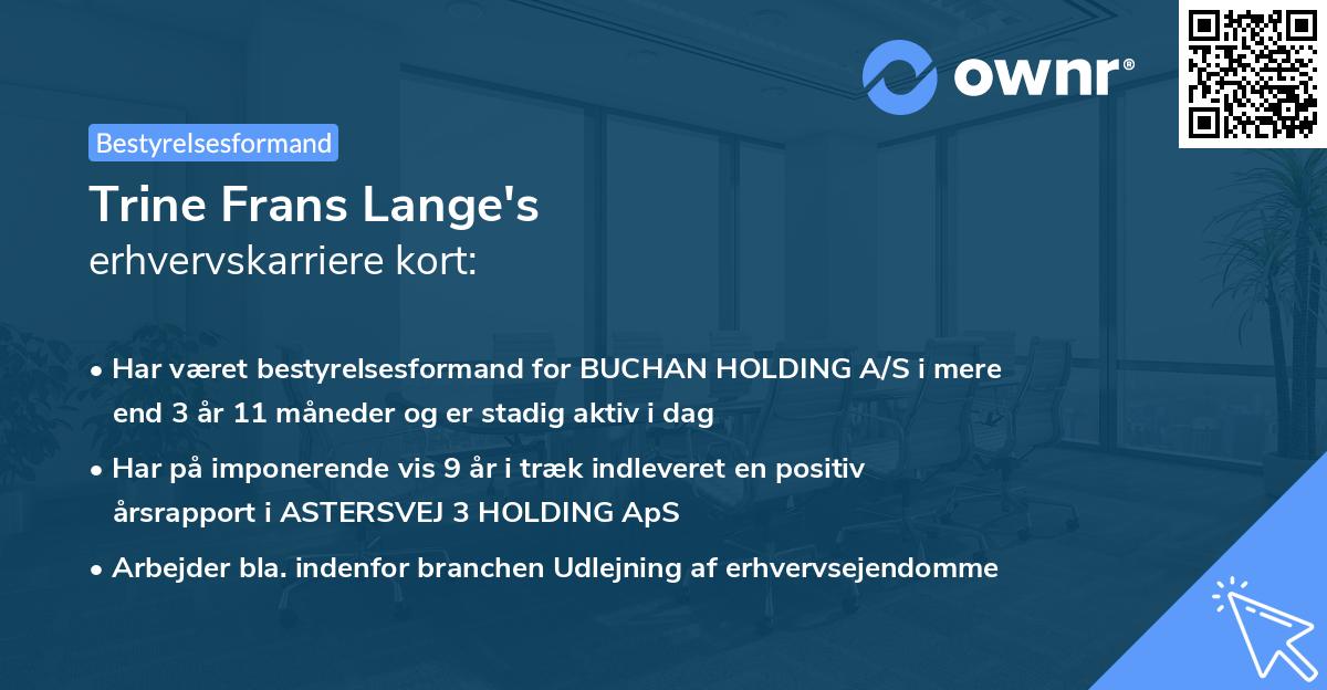 Trine Frans Lange's erhvervskarriere kort