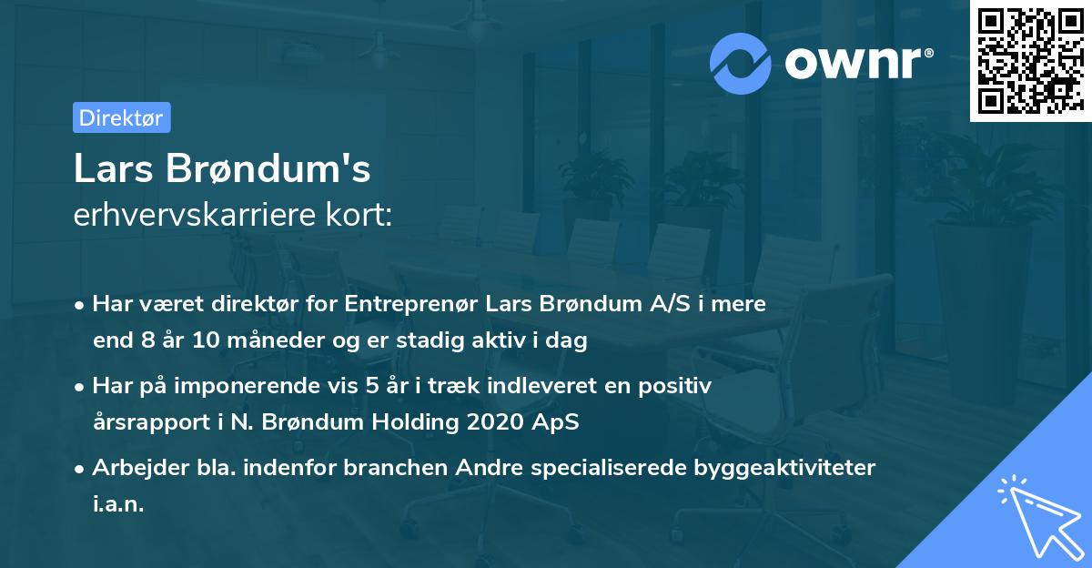 Lars Brøndum's erhvervskarriere kort