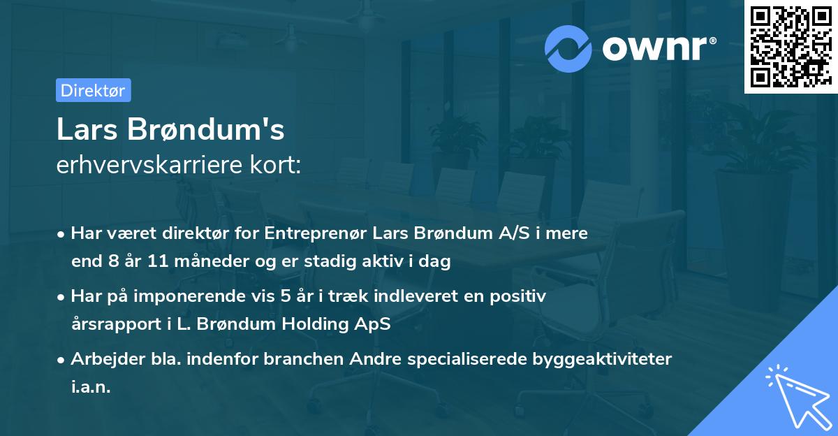 Lars Brøndum's erhvervskarriere kort