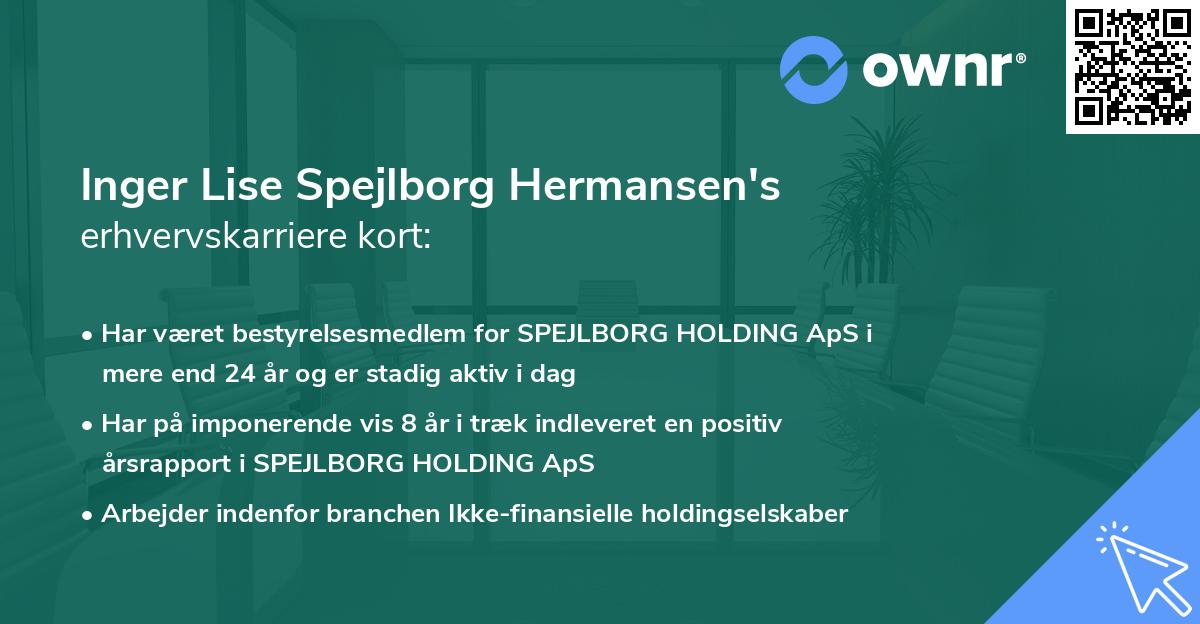 Inger Lise Spejlborg Hermansen's erhvervskarriere kort