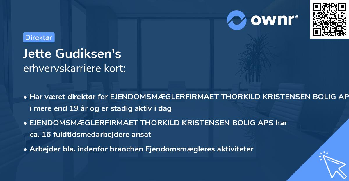 Jette Gudiksen's erhvervskarriere kort