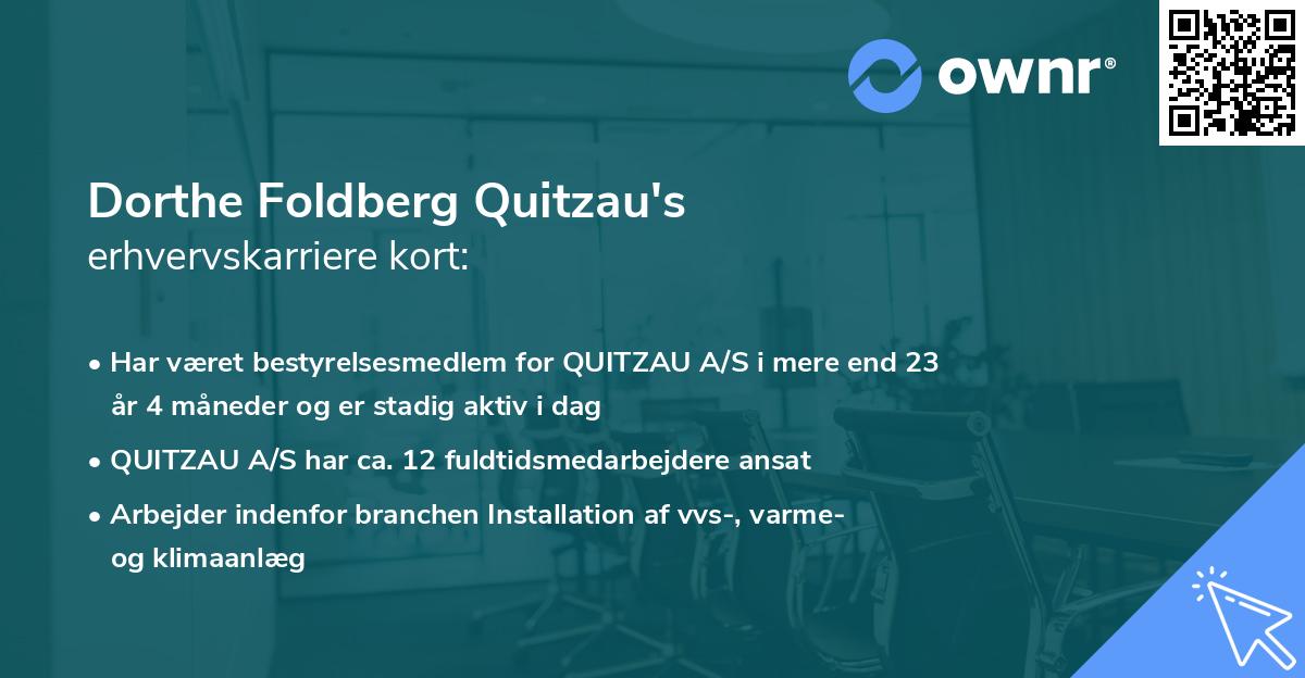 Dorthe Foldberg Quitzau's erhvervskarriere kort