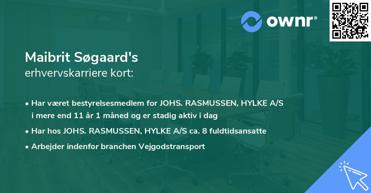 Maibrit Søgaard's erhvervskarriere kort