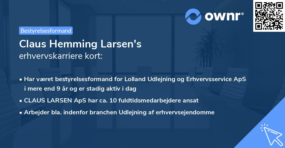 Claus Hemming Larsen's erhvervskarriere kort