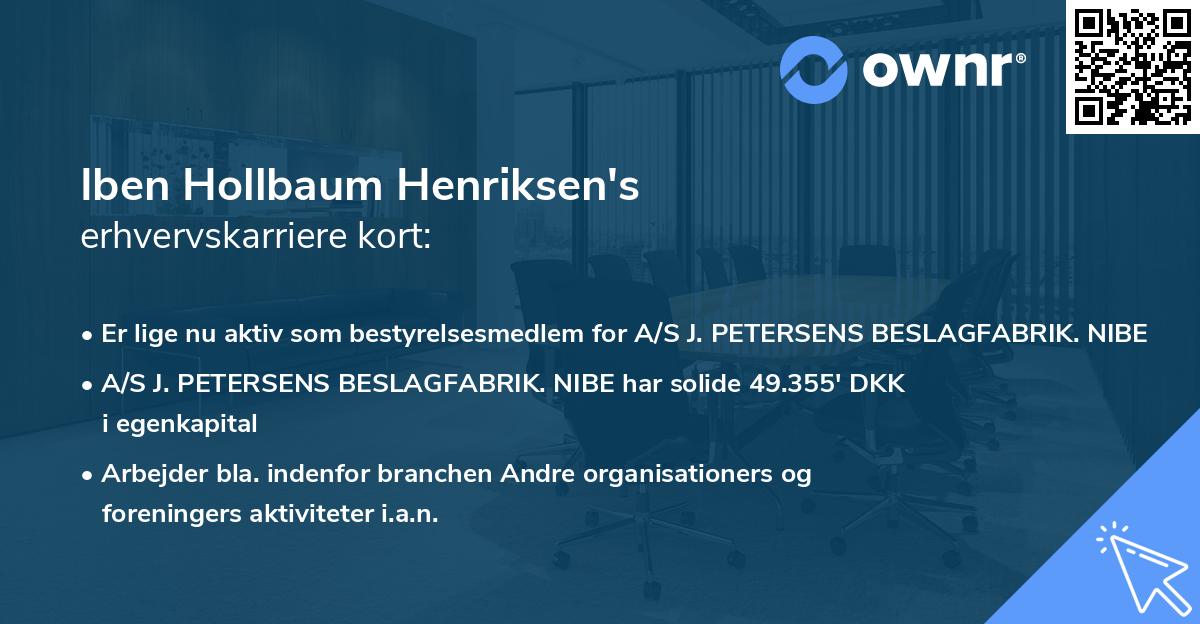 Iben Hollbaum Henriksen's erhvervskarriere kort