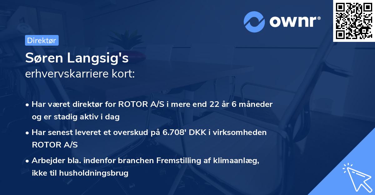 Søren Langsig's erhvervskarriere kort