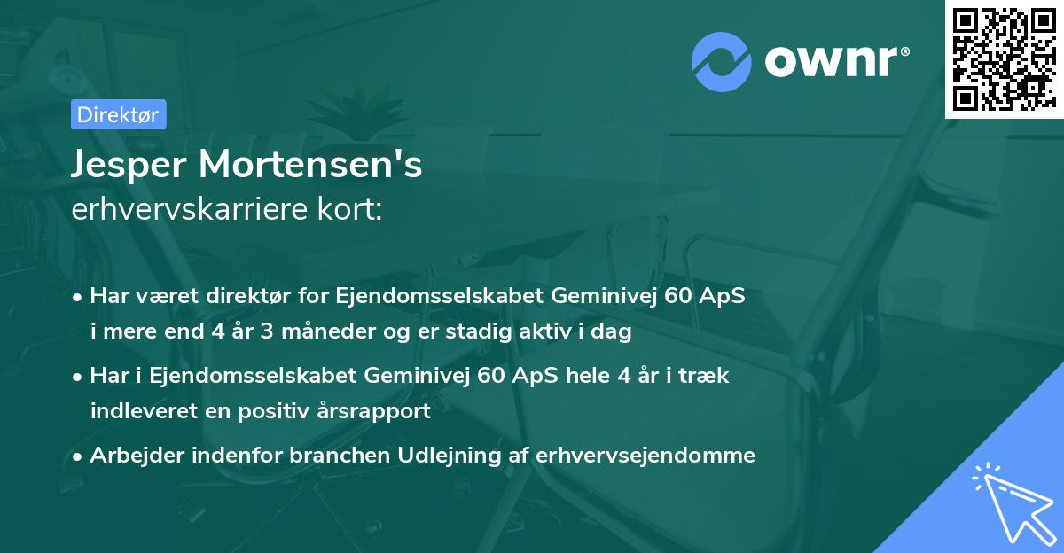 Jesper Mortensen's erhvervskarriere kort