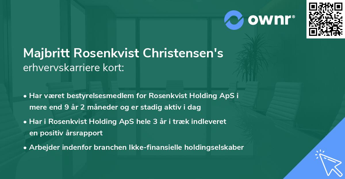Majbritt Rosenkvist Christensen's erhvervskarriere kort