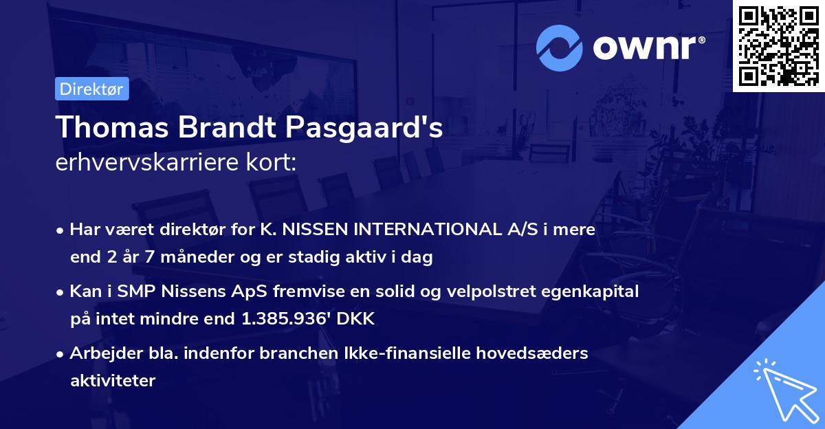 Thomas Brandt Pasgaard's erhvervskarriere kort