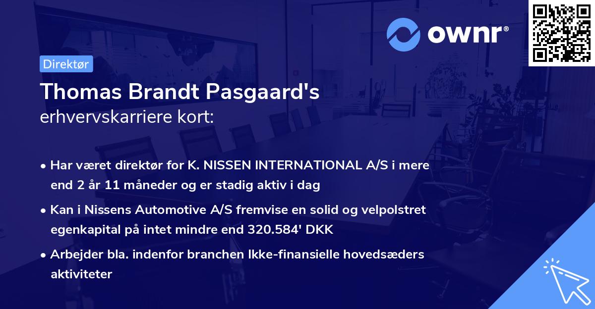 Thomas Brandt Pasgaard's erhvervskarriere kort