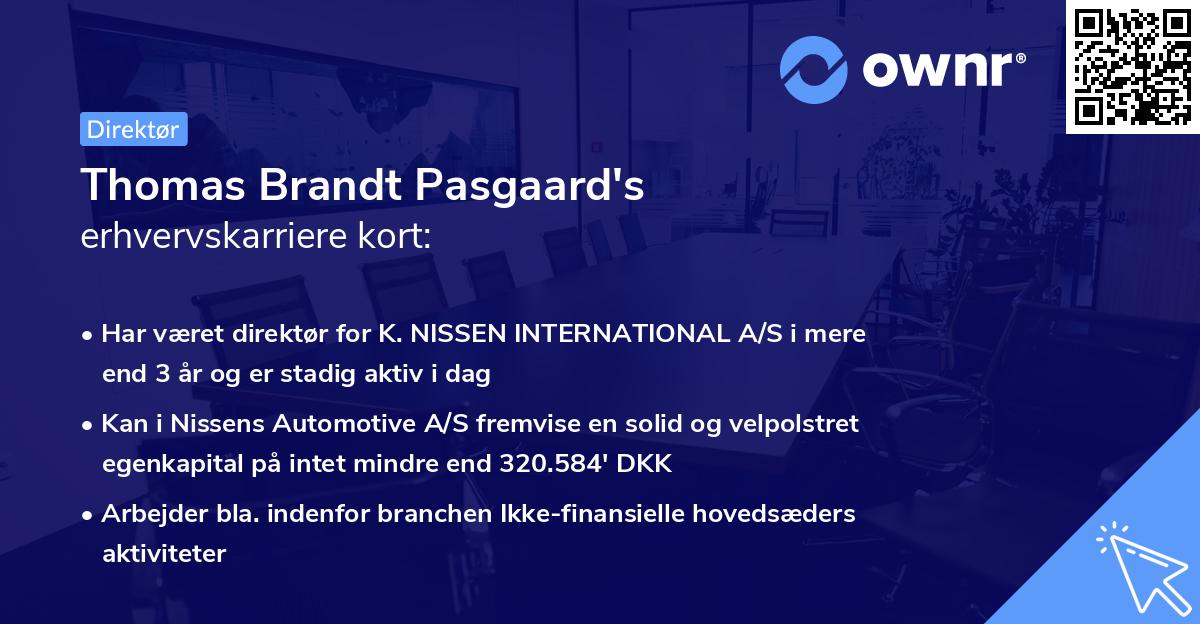 Thomas Brandt Pasgaard's erhvervskarriere kort