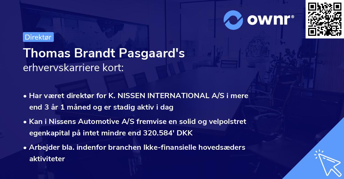 Thomas Brandt Pasgaard's erhvervskarriere kort