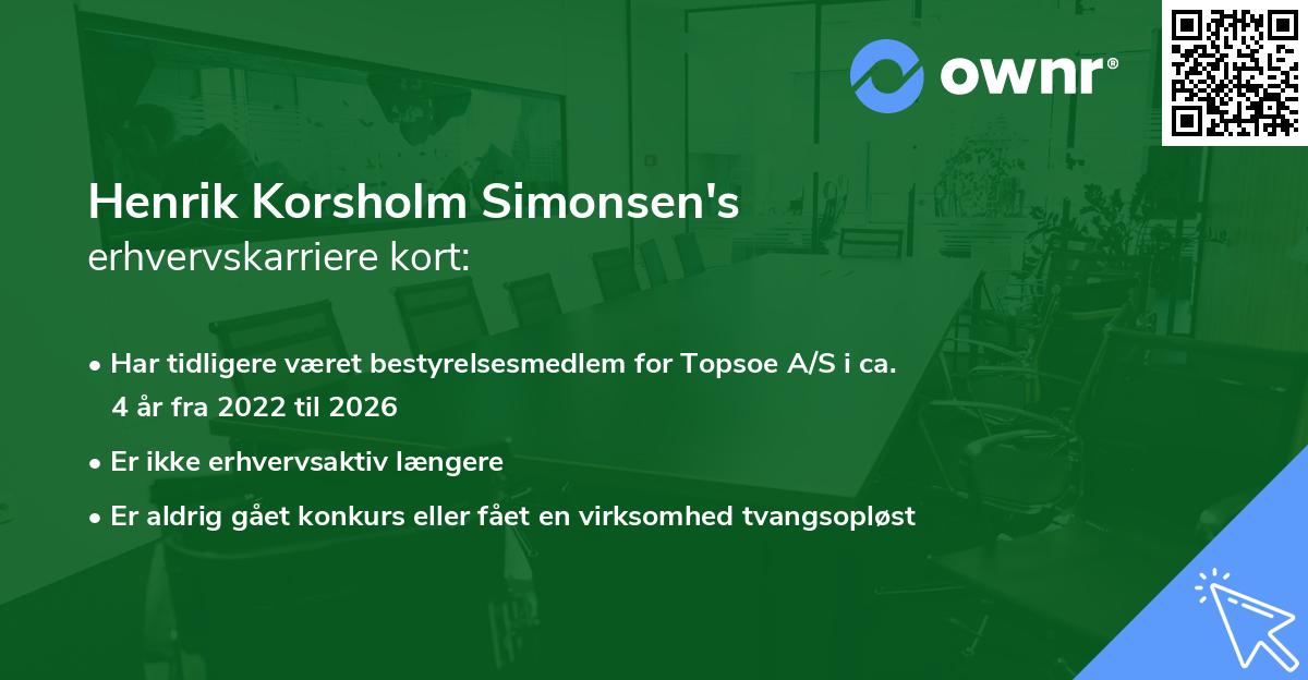 Henrik Korsholm Simonsen's erhvervskarriere kort