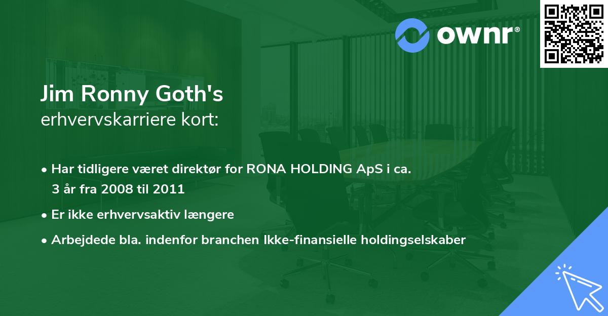 Jim Ronny Goth's erhvervskarriere kort