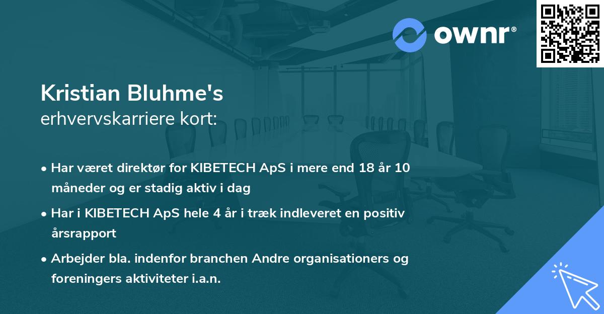 Kristian Bluhme's erhvervskarriere kort