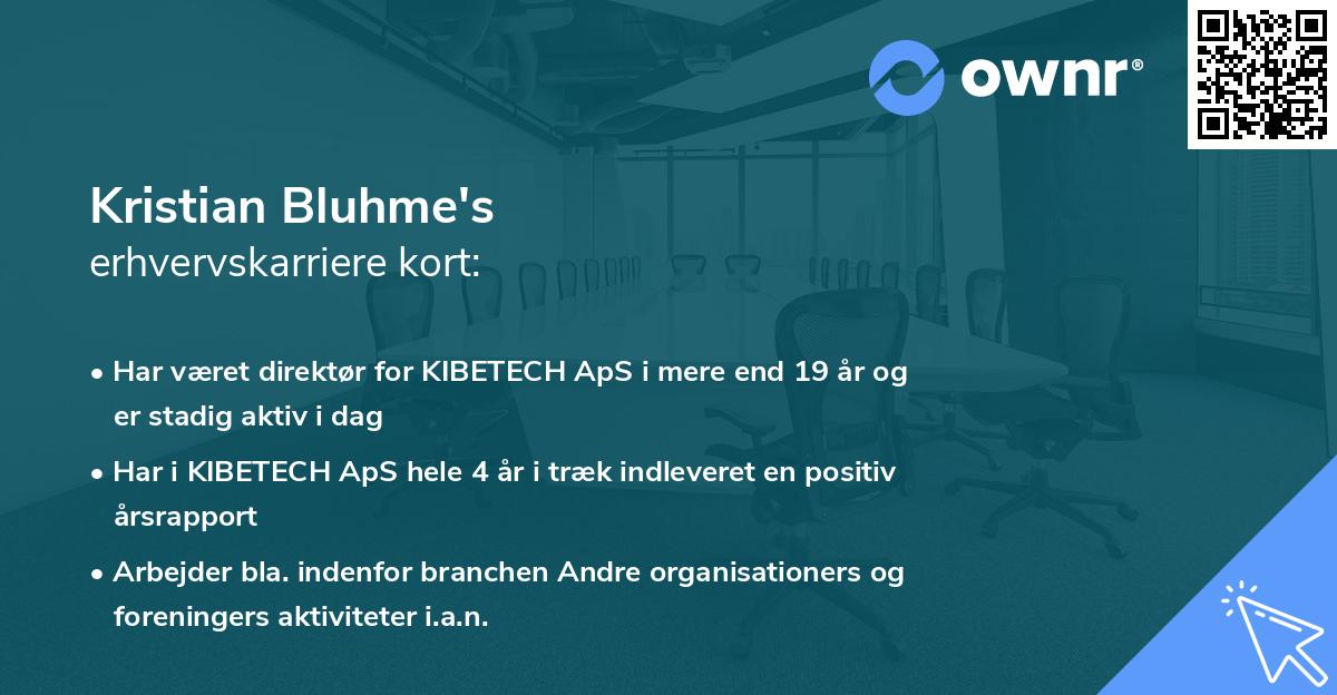 Kristian Bluhme's erhvervskarriere kort