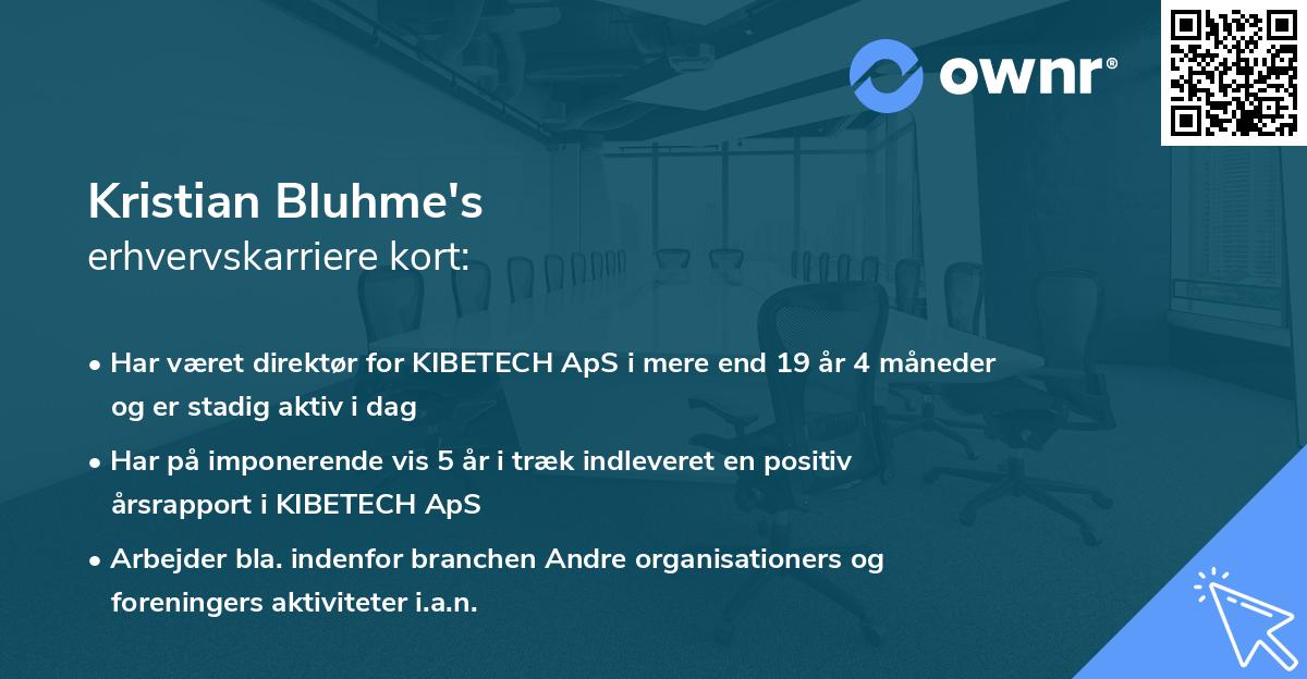 Kristian Bluhme's erhvervskarriere kort