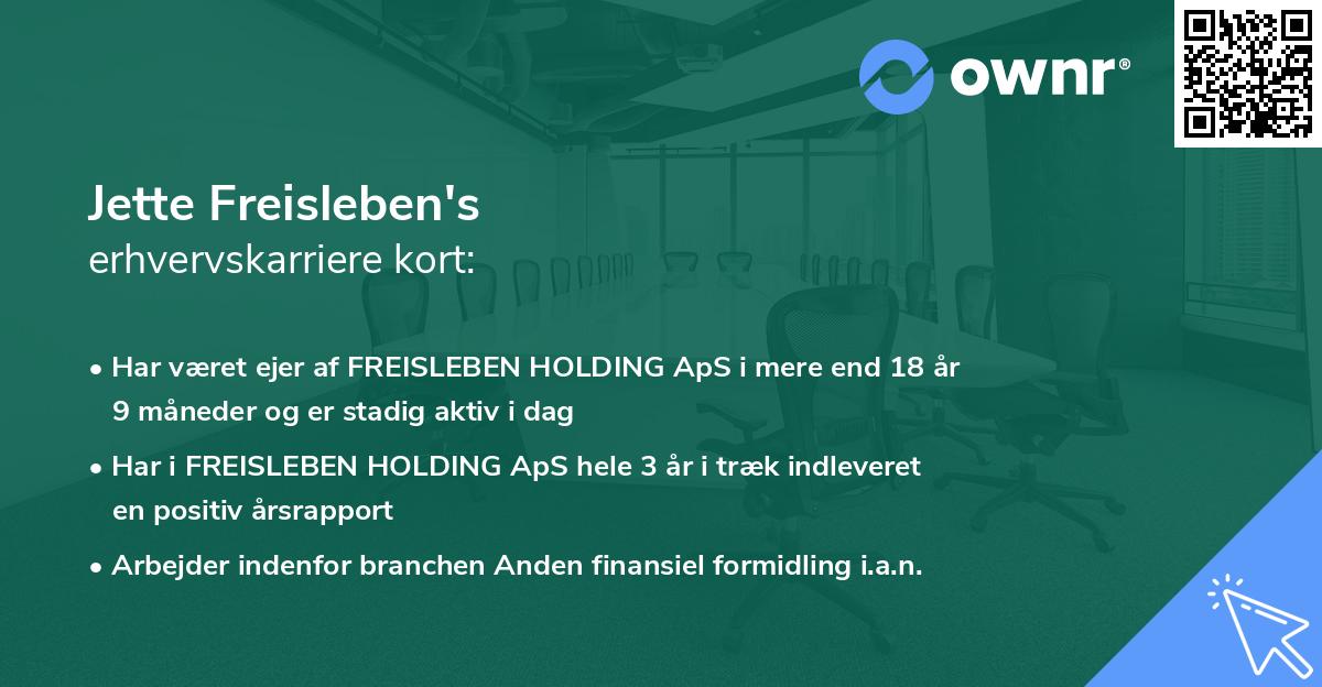 Jette Freisleben's erhvervskarriere kort