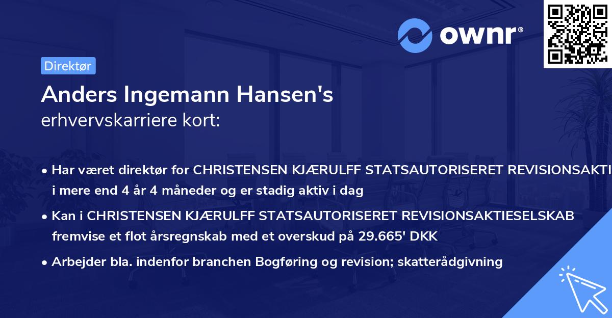 Anders Ingemann Hansen's erhvervskarriere kort