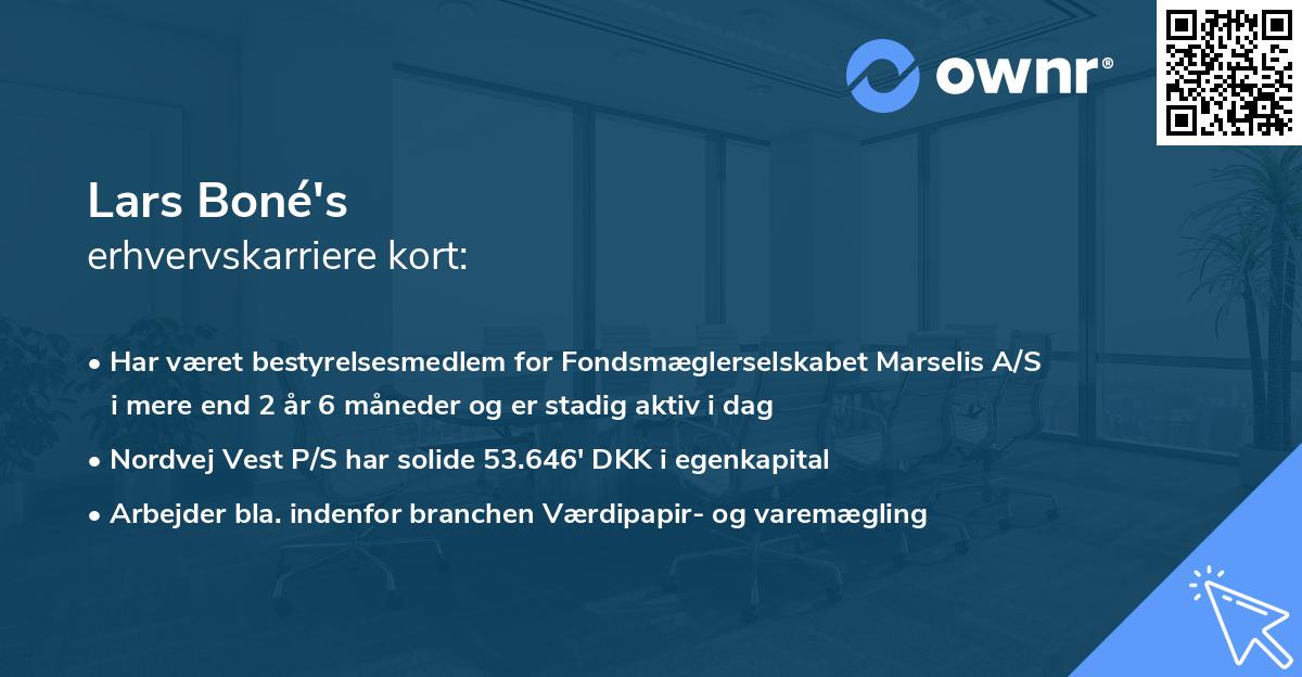 Lars Boné's erhvervskarriere kort