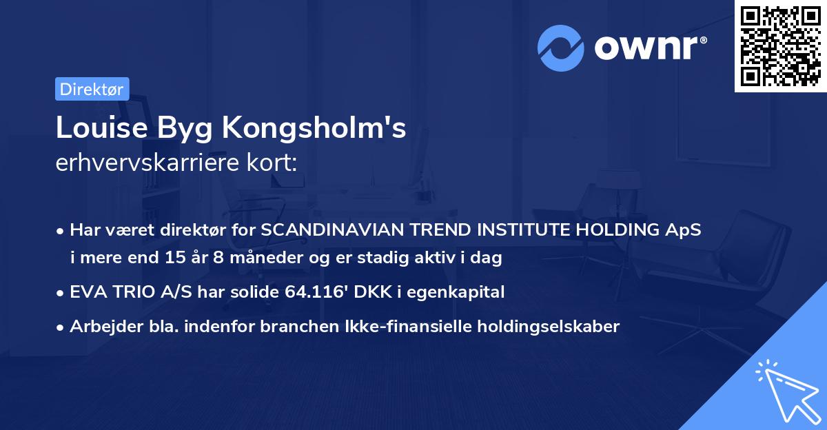 Louise Byg Kongsholm's erhvervskarriere kort