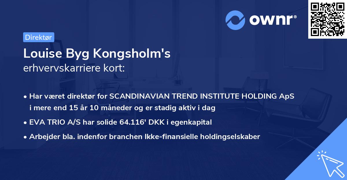 Louise Byg Kongsholm's erhvervskarriere kort